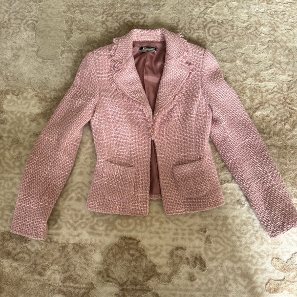Blazer Rinascimento Pink Textured Tweed Wool Blend Italian size S - Picture 1 of 7